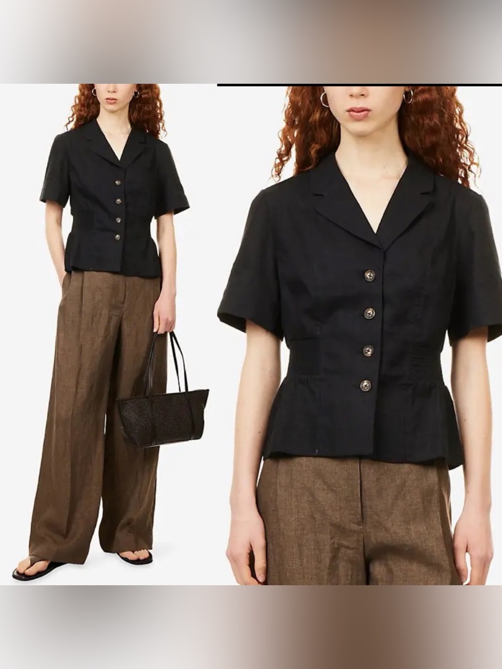 ME + EM Linen Blend Soft Sculpt Top